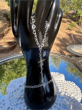 Silver Tone Heart-Link Women’s hand chain Bracelet